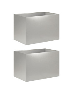 Vaso da giardino 2 pz Argento 60 x 40 x 40 cm Acciaio Inox 2
