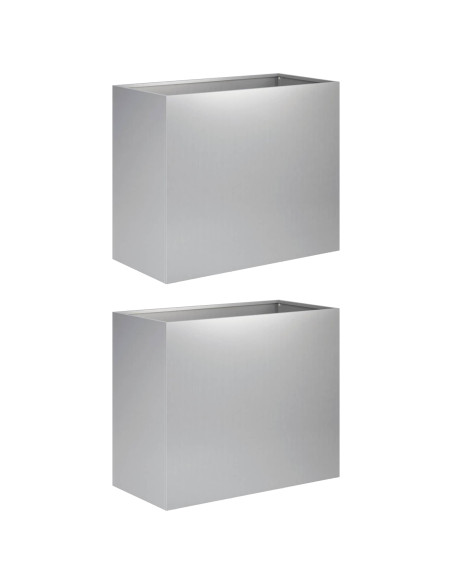 Vaso da giardino 2 pz Argento 60 x 30 x 40 cm Acciaio zincato