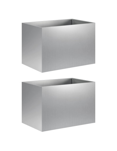Vaso da giardino 2 pz Argento 60 x 40 x 40 cm Acciaio zincato