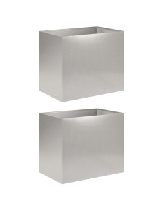 Vaso da giardino 2 pz Argento 50 x 40 x 50 cm Acciaio Inox 2