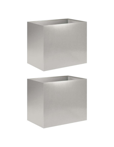 Vaso da giardino 2 pz Argento 50 x 40 x 50 cm Acciaio Inox