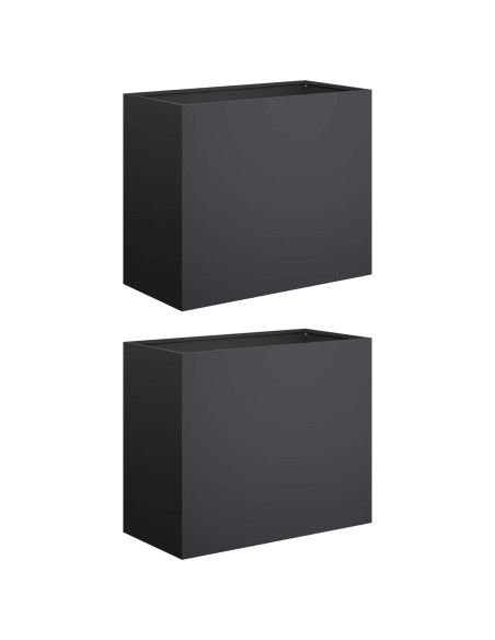 Vaso da giardino 2 pz Nero 60 x 30 x 50 cm