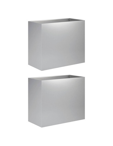 Vaso da giardino 2 pz Argento 60 x 30 x 50 cm Acciaio zincato