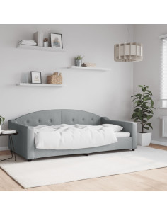 Letto da Giorno Grigio Chiaro 100x190 cm in Tessuto