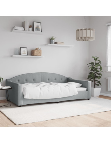 Letto da Giorno Grigio Chiaro 100x190 cm in Tessuto