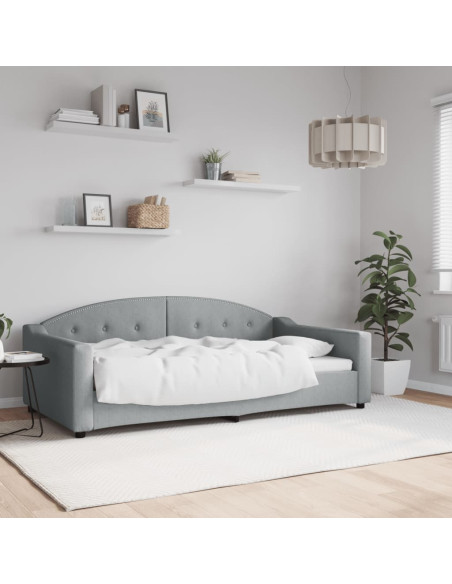 Letto da Giorno Grigio Chiaro 100x190 cm in Tessuto