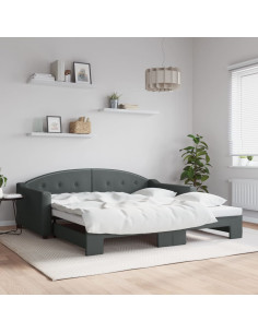 Divano Letto con Letto Estraibile Grigio Chiaro 100x190 Tessuto