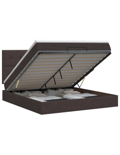 Letto ottomano con materasso Marrone Scuro 140 x 200 cm Tessuto