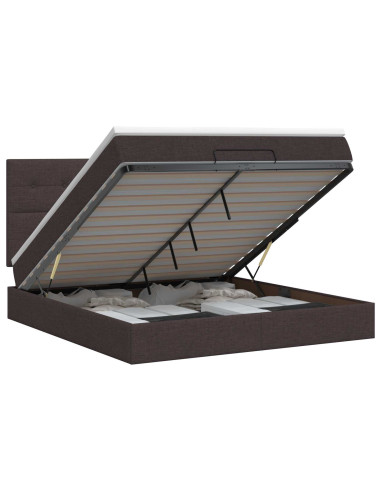 Letto ottomano con materasso Marrone Scuro 140 x 200 cm Tessuto