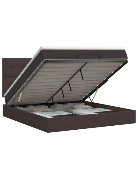 Letto ottomano con materasso Marrone Scuro 140 x 200 cm Tessuto