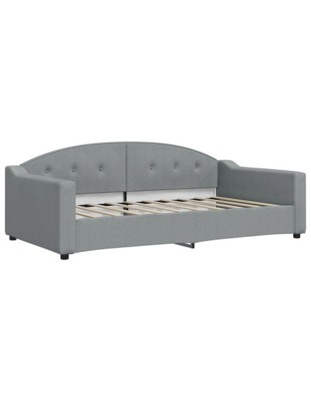 Letto da Giorno Grigio Chiaro 100x190 cm in Tessuto
