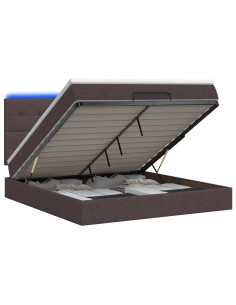 Letto Ottomano con Materasso e LED Marrone Scuro 140 x 200 cm