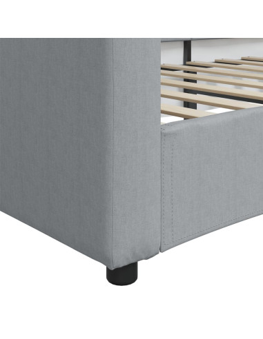 Letto da Giorno Grigio Chiaro 100x190 cm in Tessuto