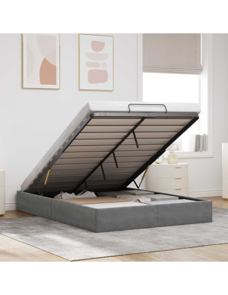Letto ottomano Grigio Scuro Dimensione intera Velluto