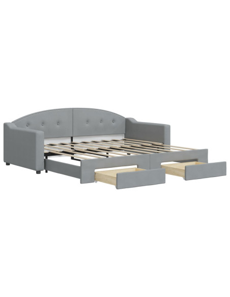 Divano Letto Estraibile Cassetti Grigio Chiaro 100x190 Tessuto