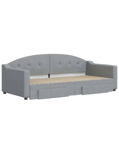 Divano Letto Estraibile Cassetti Grigio Chiaro 100x190 Tessuto