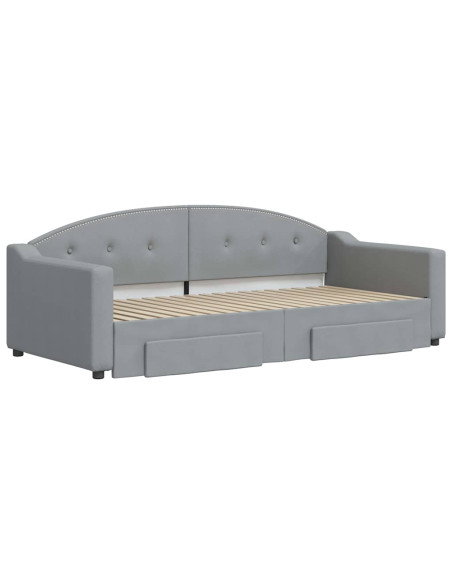 Divano Letto Estraibile Cassetti Grigio Chiaro 100x190 Tessuto