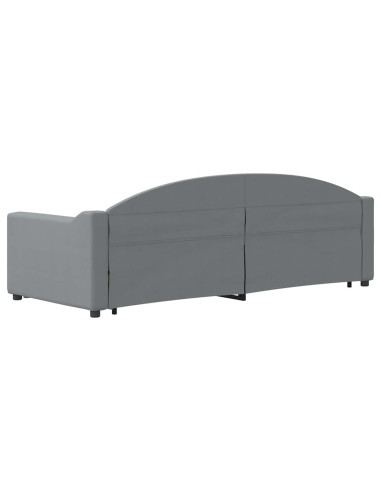 Divano Letto Estraibile Cassetti Grigio Chiaro 100x190 Tessuto