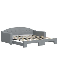 Divano Letto con Letto Estraibile Grigio Chiaro 100x190 Tessuto 2