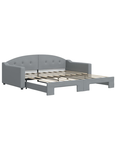 Divano Letto con Letto Estraibile Grigio Chiaro 100x190 Tessuto