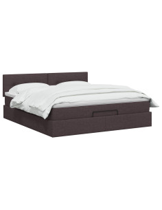 Letto ottomano con materasso Marrone Scuro 140 x 200 cm Tessuto 2
