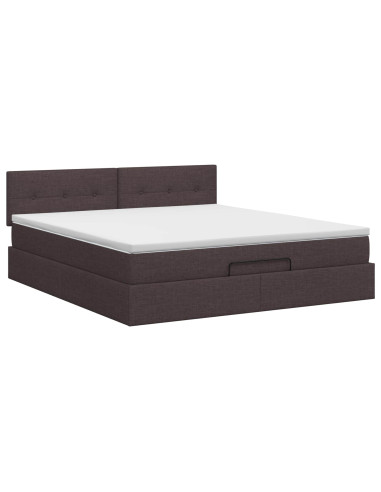 Letto ottomano con materasso Marrone Scuro 140 x 200 cm Tessuto