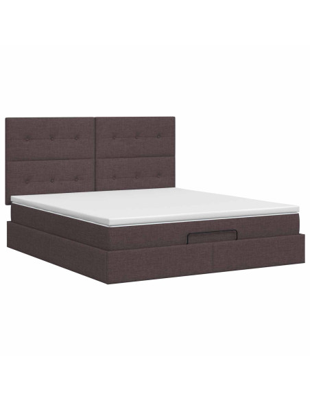 Letto ottomano con materasso Marrone Scuro 140 x 200 cm Tessuto