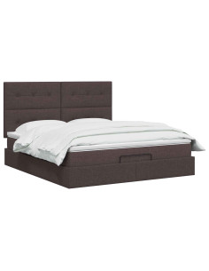 Letto Ottomano con Materasso e LED Marrone Scuro 140 x 200 cm 2