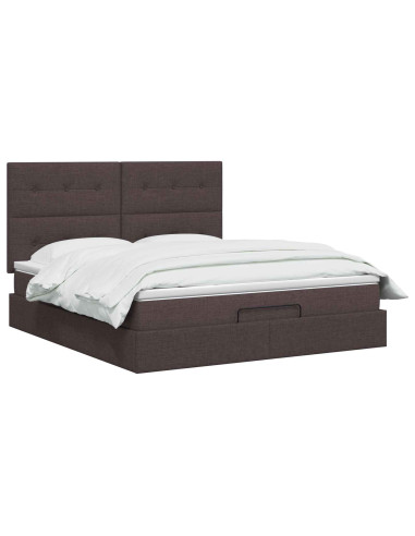 Letto Ottomano con Materasso e LED Marrone Scuro 140 x 200 cm