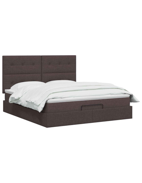 Letto Ottomano con Materasso e LED Marrone Scuro 140 x 200 cm