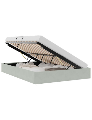 Letto con Contenitore Grigio Chiaro 153 x 203 cm Velluto