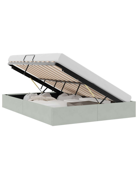 Letto con Contenitore Grigio Chiaro 153 x 203 cm Velluto