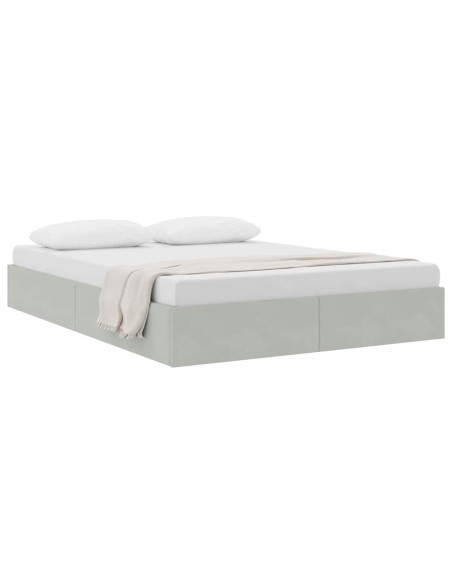 Letto con Contenitore Grigio Chiaro 153 x 203 cm Velluto