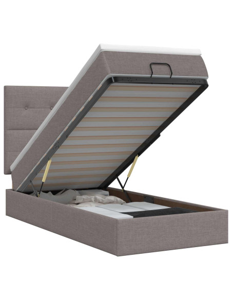 Letto ottomano con materasso Tortora 90 x 190 cm Tessuto