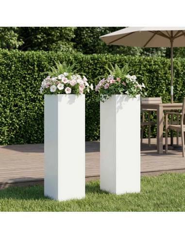 Vaso da giardino 2 pz Bianco 20 x 20 x 75 cm