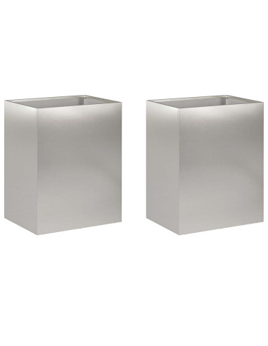 Vaso da giardino 2 pz Argento 40 x 30 x 50 cm Acciaio Inox