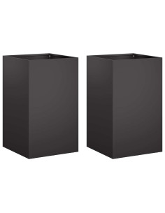 Vaso da giardino 2 pz Nero 30 x 30 x 40 cm 2