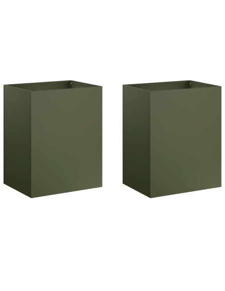 Vaso da giardino 2 pz Verde Oliva 40 x 30 x 40 cm