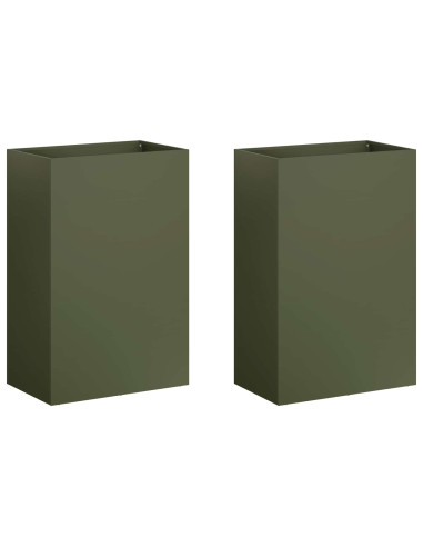 Vaso da giardino 2 pz Verde Oliva 50 x 40 x 75 cm