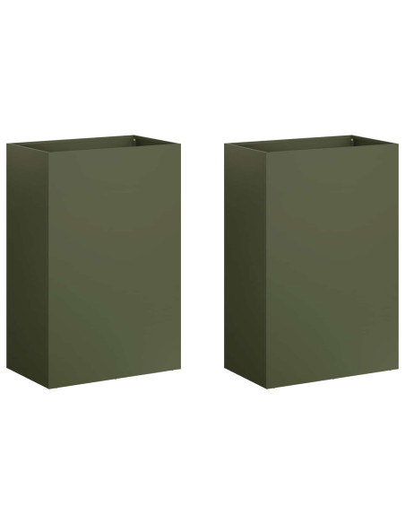 Vaso da giardino 2 pz Verde Oliva 50 x 40 x 75 cm