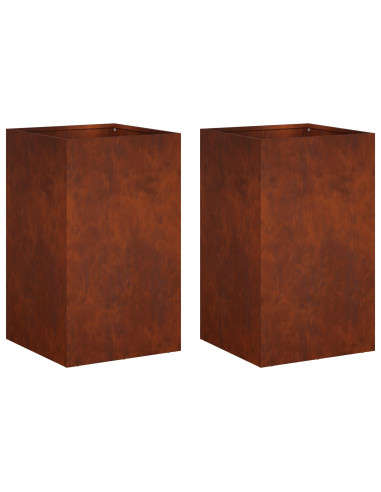 Vaso da giardino 2 pz Ruggine 40 x 40 x 50 cm Acciaio Corten