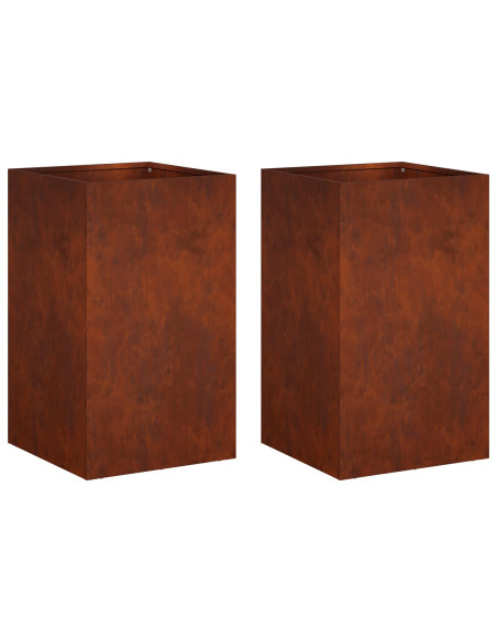 Vaso da giardino 2 pz Ruggine 40 x 40 x 50 cm Acciaio Corten