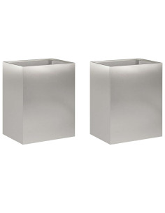 Vaso da giardino 2 pz Argento 40 x 30 x 40 cm Acciaio Inox 2