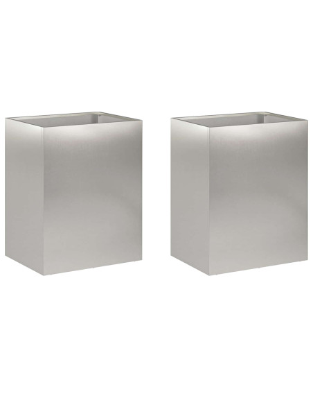 Vaso da giardino 2 pz Argento 40 x 30 x 40 cm Acciaio Inox