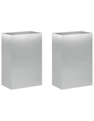 Vaso da giardino 2 pz Argento 40 x 30 x 75 cm Acciaio zincato