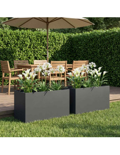 Vaso da giardino 2 pz Antracite 80 x 50 x 50 cm