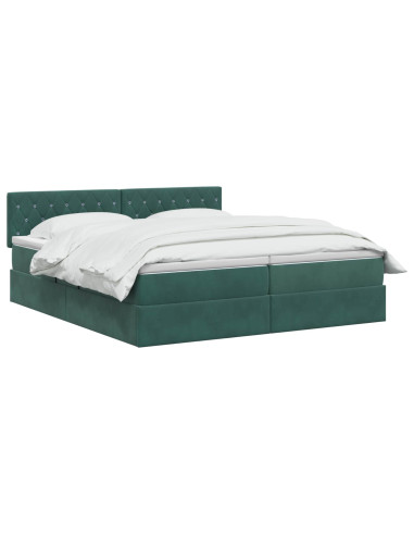 Letto con contenitore LED e materasso Verde Scuro 200 x 200 cm