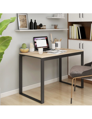 Scrivania Computer Nera e Rovere 110x60x73 cm Legno Multistrato