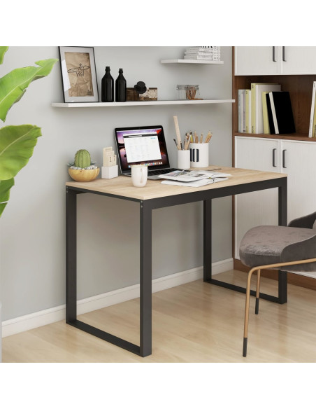 Scrivania Computer Nera e Rovere 110x60x73 cm Legno Multistrato
