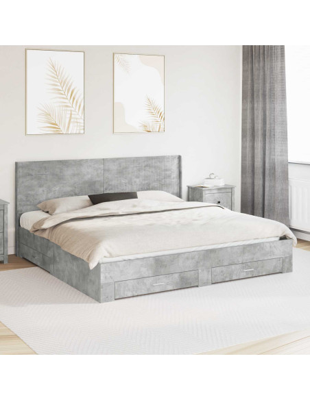 Struttura del letto con stoccaggio e testata Grigio Cemento